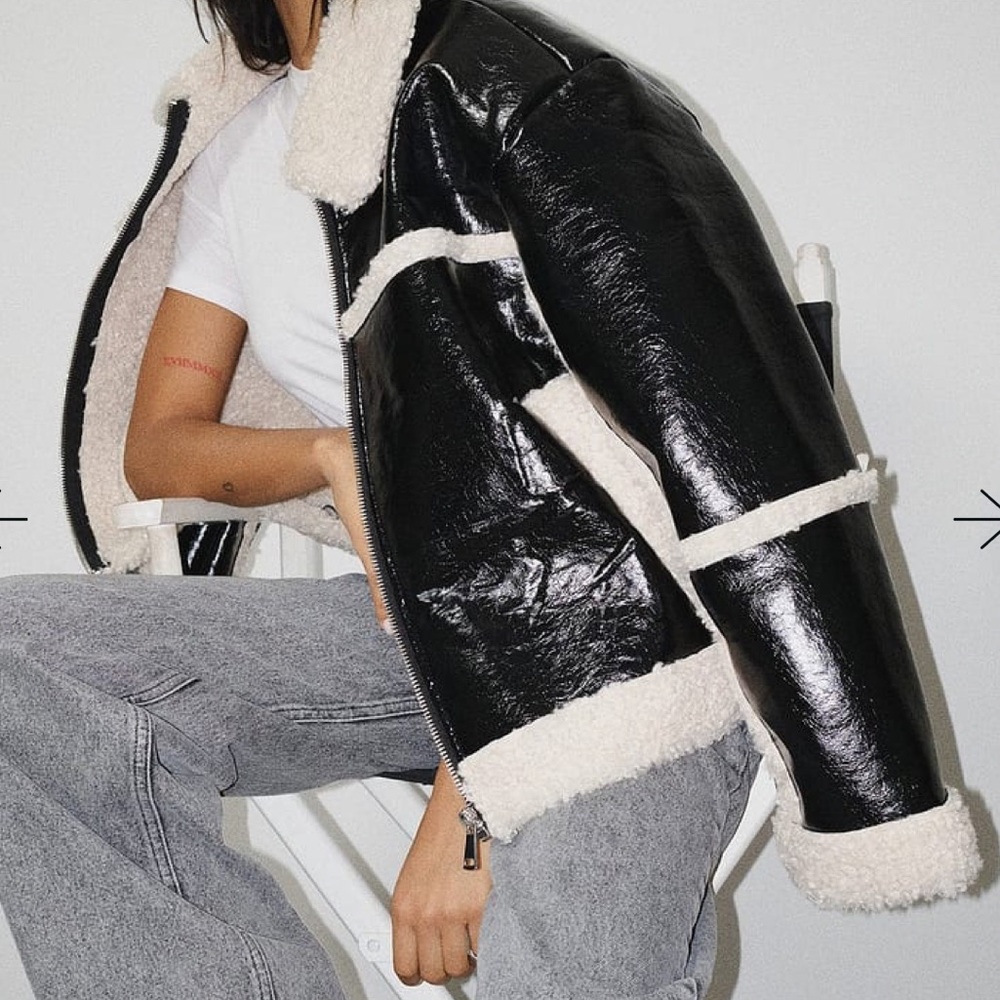 NA-KD Bonded Teddy Detail Jacket EU34/US2